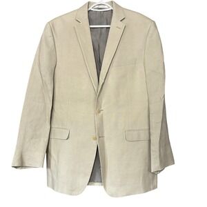 Calvin Klein 100% Linen Mens size 42L 2 Button Blazer Jacket Sports Coat Classic